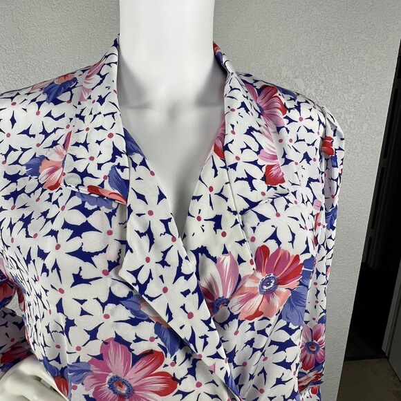 Cheminee New York Size M Vintage 70s Floral Bishop Sleeve Pleated Midi Dress - Picture 8 of 11